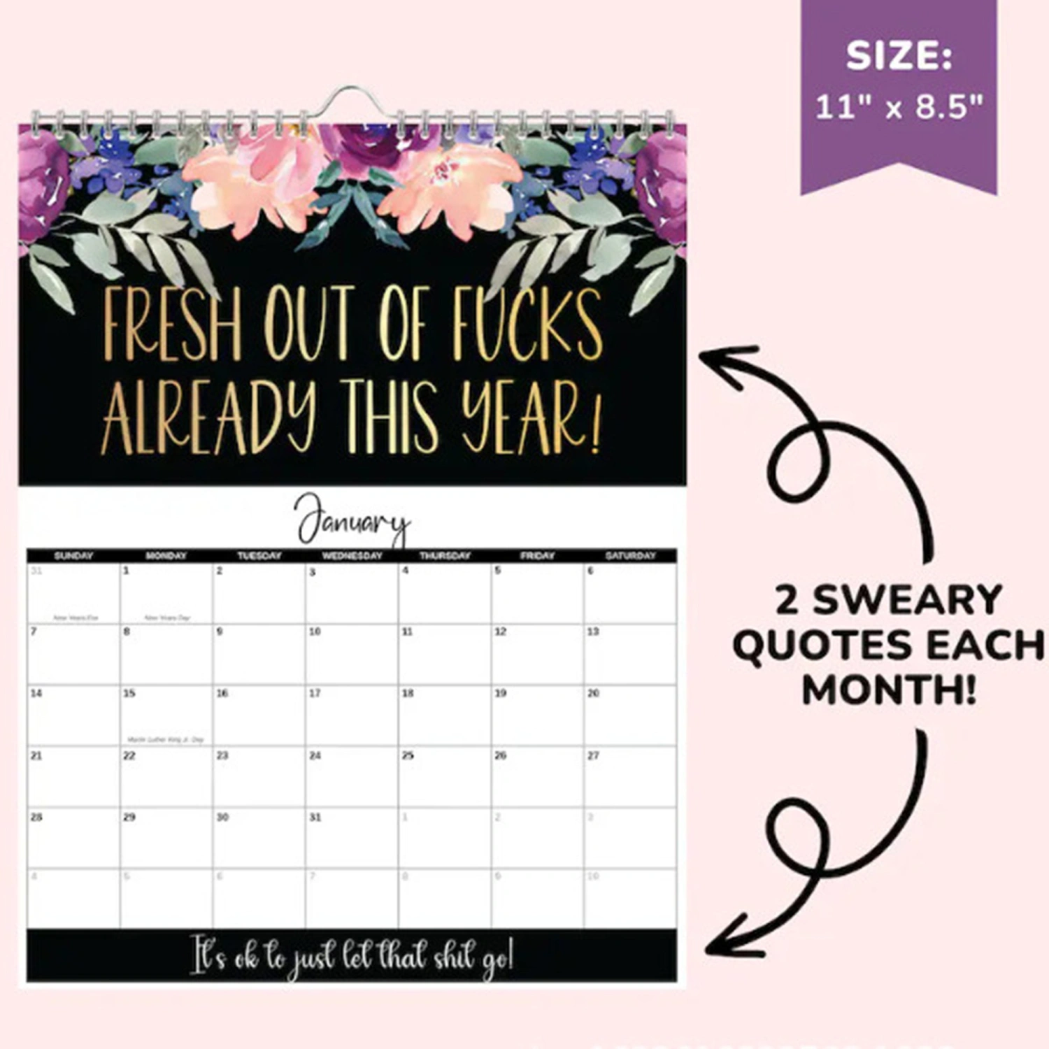 2024 Wall Calendar for Tired-Ass Women, Funny Monthly Calendar