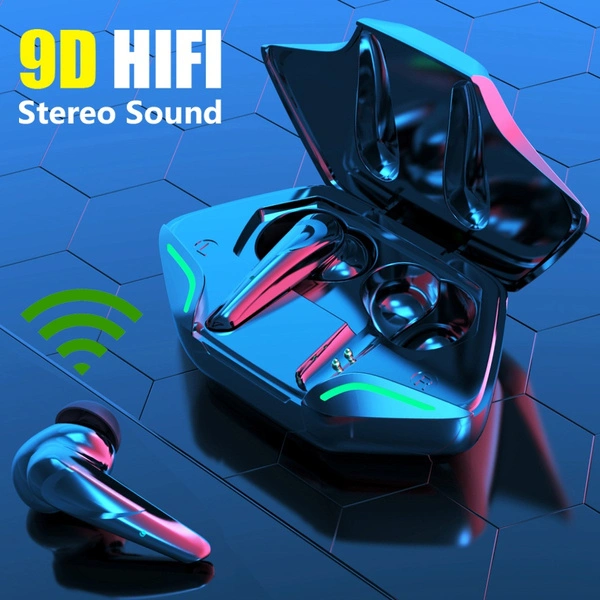 TWS Wireless Bluetooth Gaming Earphones Sport Waterproof Headset Stereo Audio Sound Positioning Wireless Earbuds Noise Cancelling HIFI Bass Game Headphones with Mic LED Display Charging Case