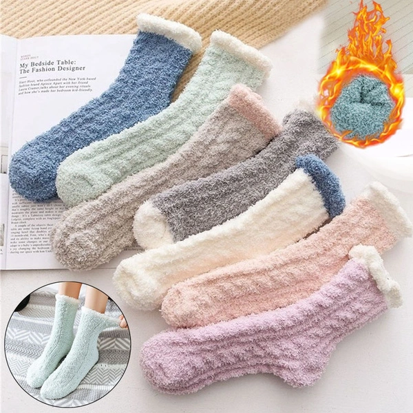 Women Winter Warm Soft Fluffy Bed Socks Lounge Slipper Coral Velvet Fleece Socks