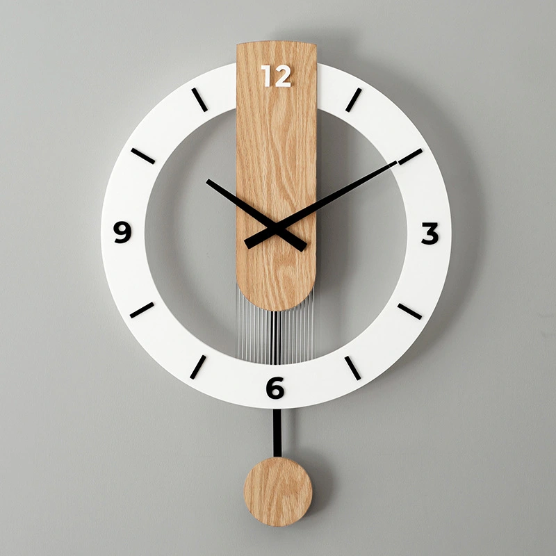 Simple Wall Clock Nordic Modern Solid Wood Mute Swing