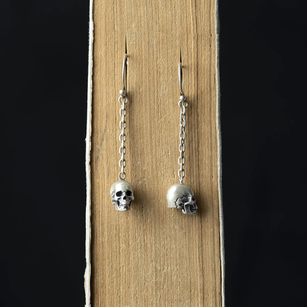 S925 Sterling Silver Skull Eardrops