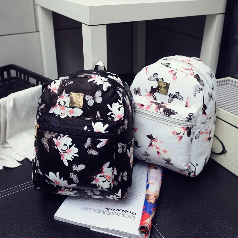 Summer new flower print small backpack broken flower pu fashion trend small backpack women's backpack