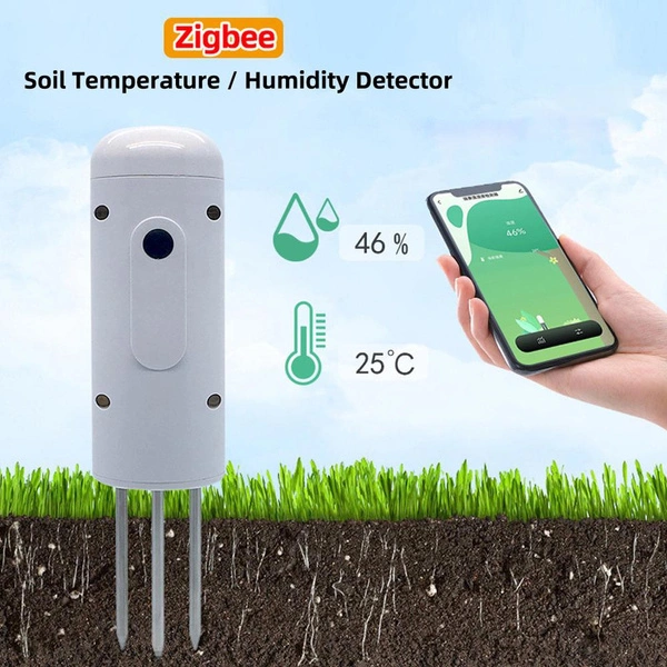 Tuya Zigbee Wireless Soil Moisture Meter Intelligent Temperature Humidity Tester Mobilephone APP Real Time Monitor IP67 Waterproof Detector for Garden Farmland Planting