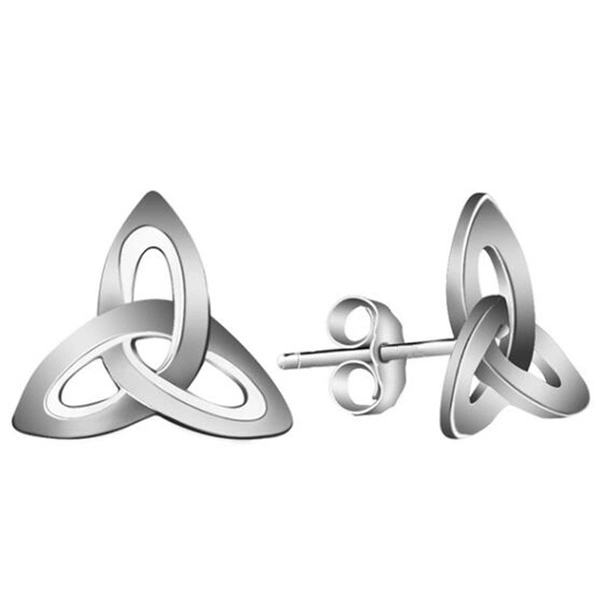 Silver Trinity Knot Triquetra Celtic Stud Earrings