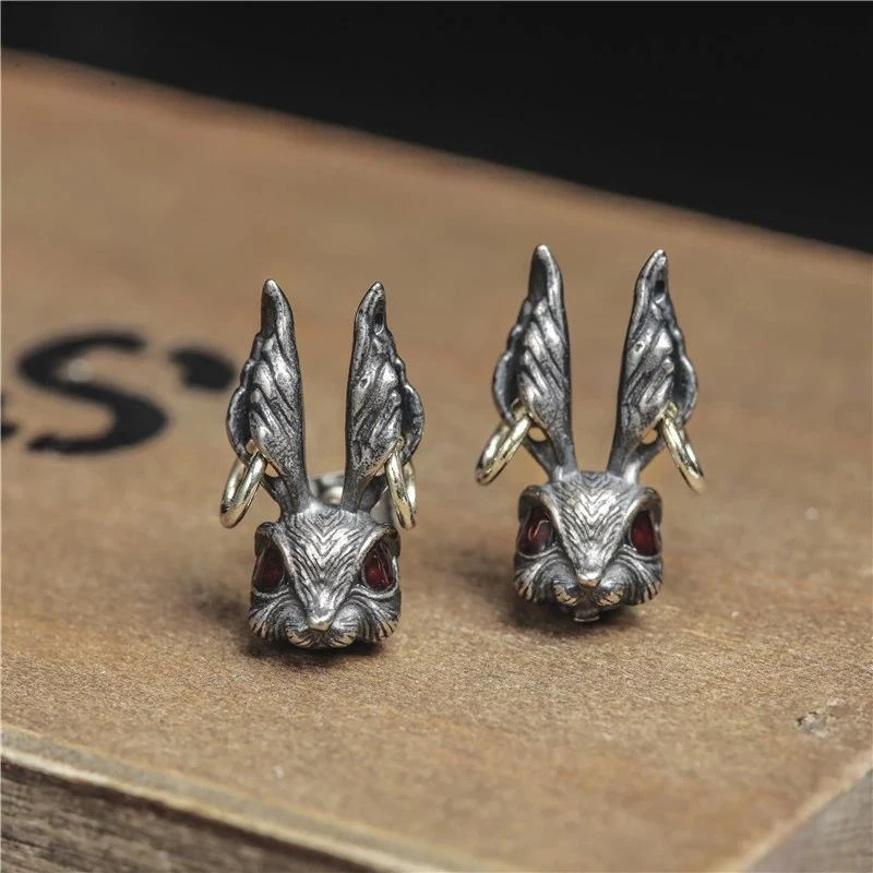 Trendy Dark Style Personalized Red Eye Rabbit Earrings