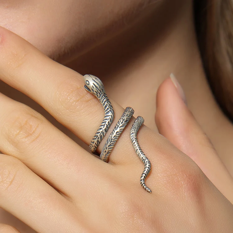 S925 Sterling Silver European And American Retro Snake Ring