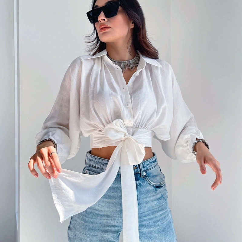 Women's Fashion Casual Lace Up Long-sleeved Cardigan
