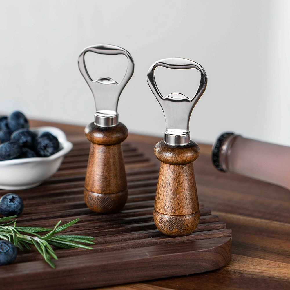 Stainless Steel Wooden Handle Bottle Opener