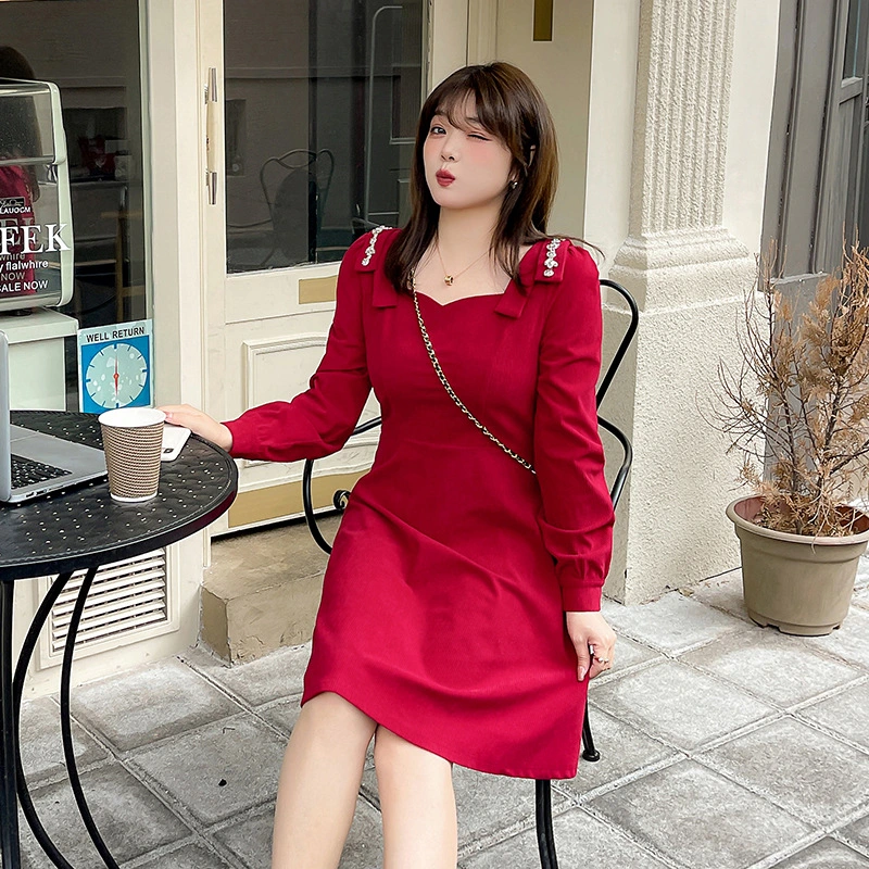 Women's Fashion Plus Size Corduroy Dress