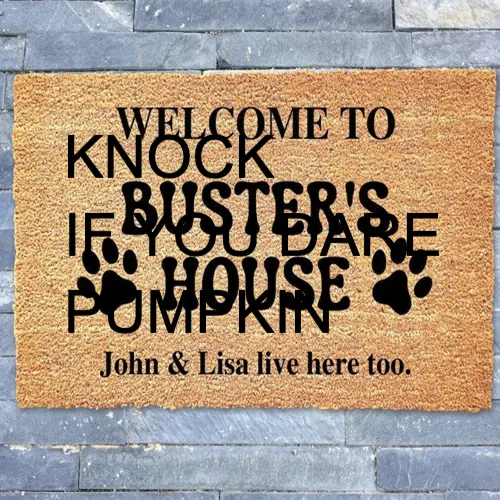 Knock If You Dare Pumpkin Halloween Doormat Funny Doormat Welcome Funny Gift Home Door Mat