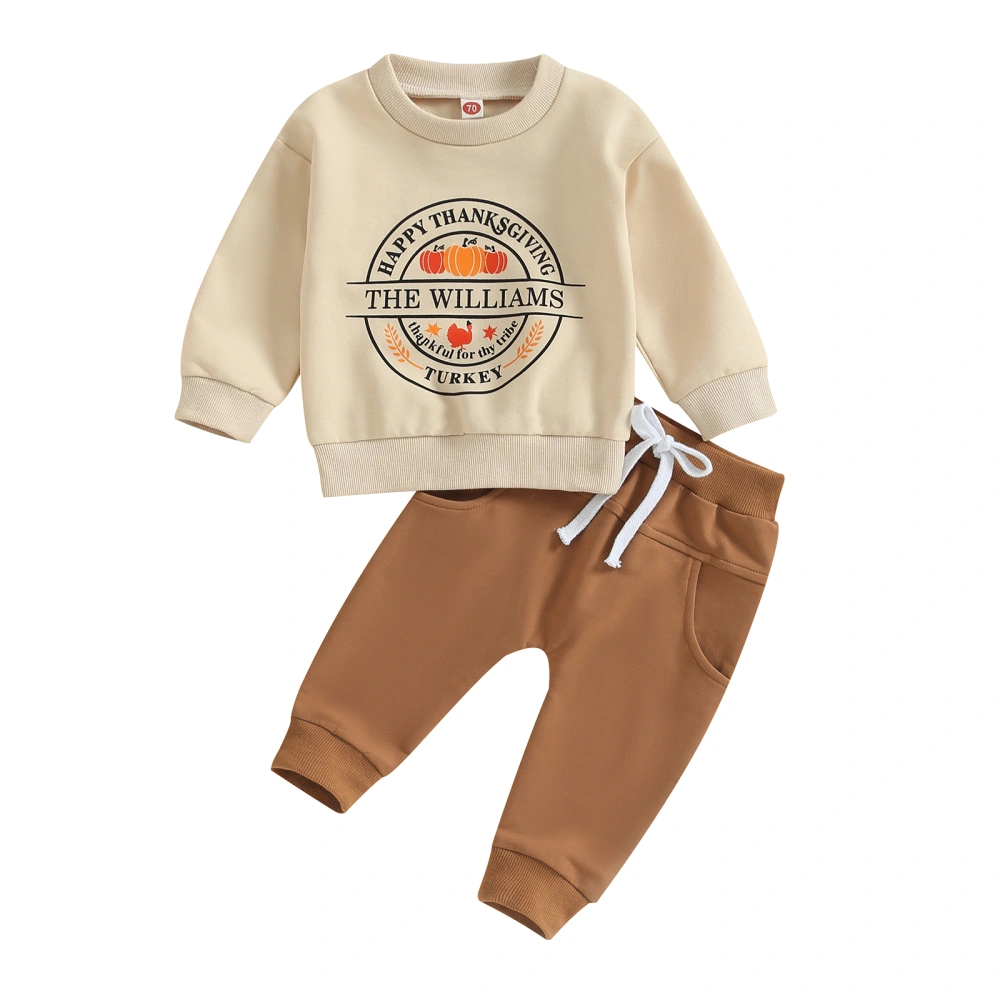 Thanksgiving Baby Boys Pants Set Letters Pumpkin Sweatshirt with Pants