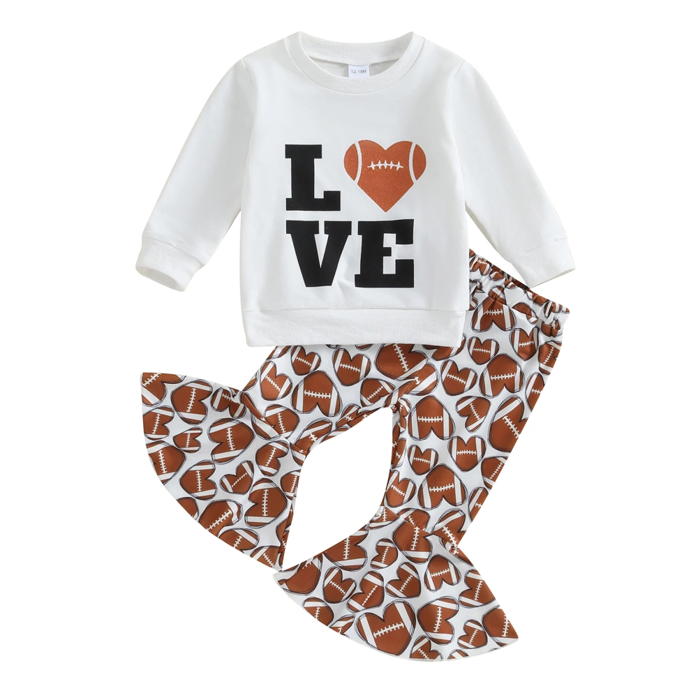 Toddler Girls 2 Piece Outfits Rugby Print Sweatshirt and Flare Pants 