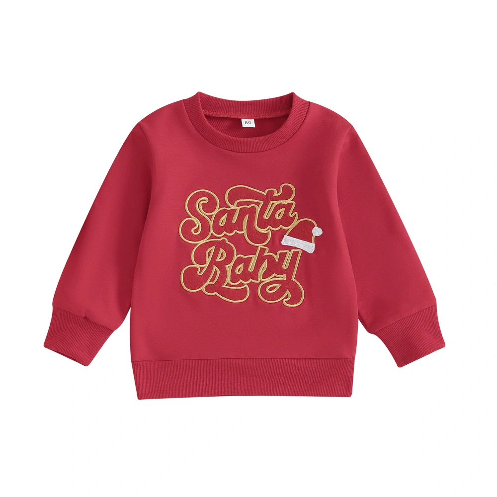 Girls Christmas Sweatshirt, Long Sleeve Embroidery Letters Hoodie