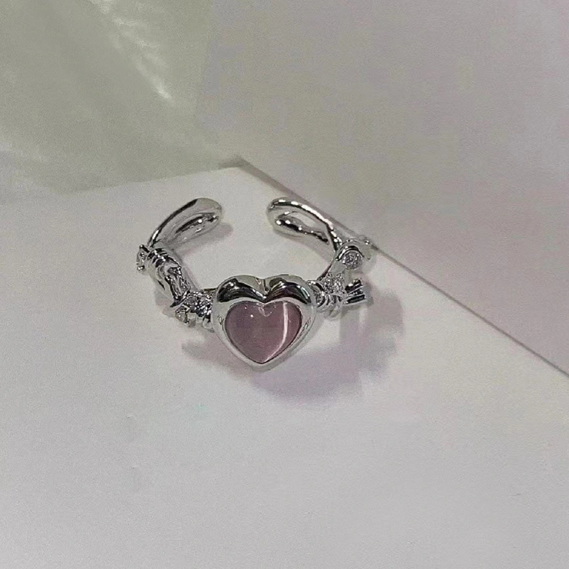 Women Heart Ring, Elegant Sweet Adjustable Ring Jewelry Birthday Gift