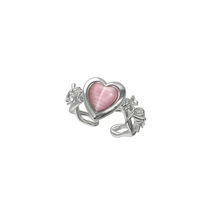 Women Heart Ring, Elegant Sweet Adjustable Ring Jewelry Birthday Gift