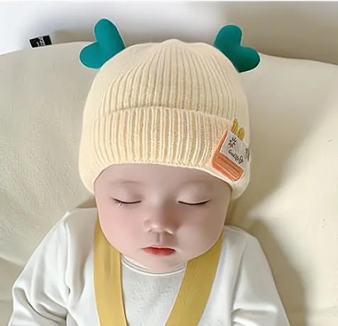 Baby Girls Boys Knit Hats Winter Warm Beanie Hats with Antlers