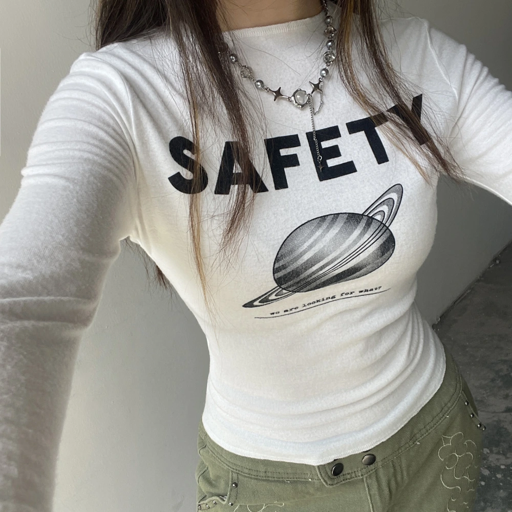 Fashion Fashion Letters Printed Long-sleeved Bottoming Shirt For Women