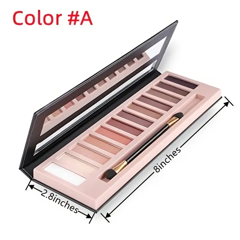 1PC 12 Colors Makeup Nude Colors Eyeshadow Palette Natural Nude Matte Shimmer Glitter Pigment Eye Shadow Palette Set Waterproof Smokey Professional Beauty Makeup Kit