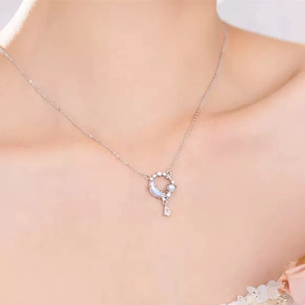 925 Sterling Silver Star River Flashing Girl Silver Necklace