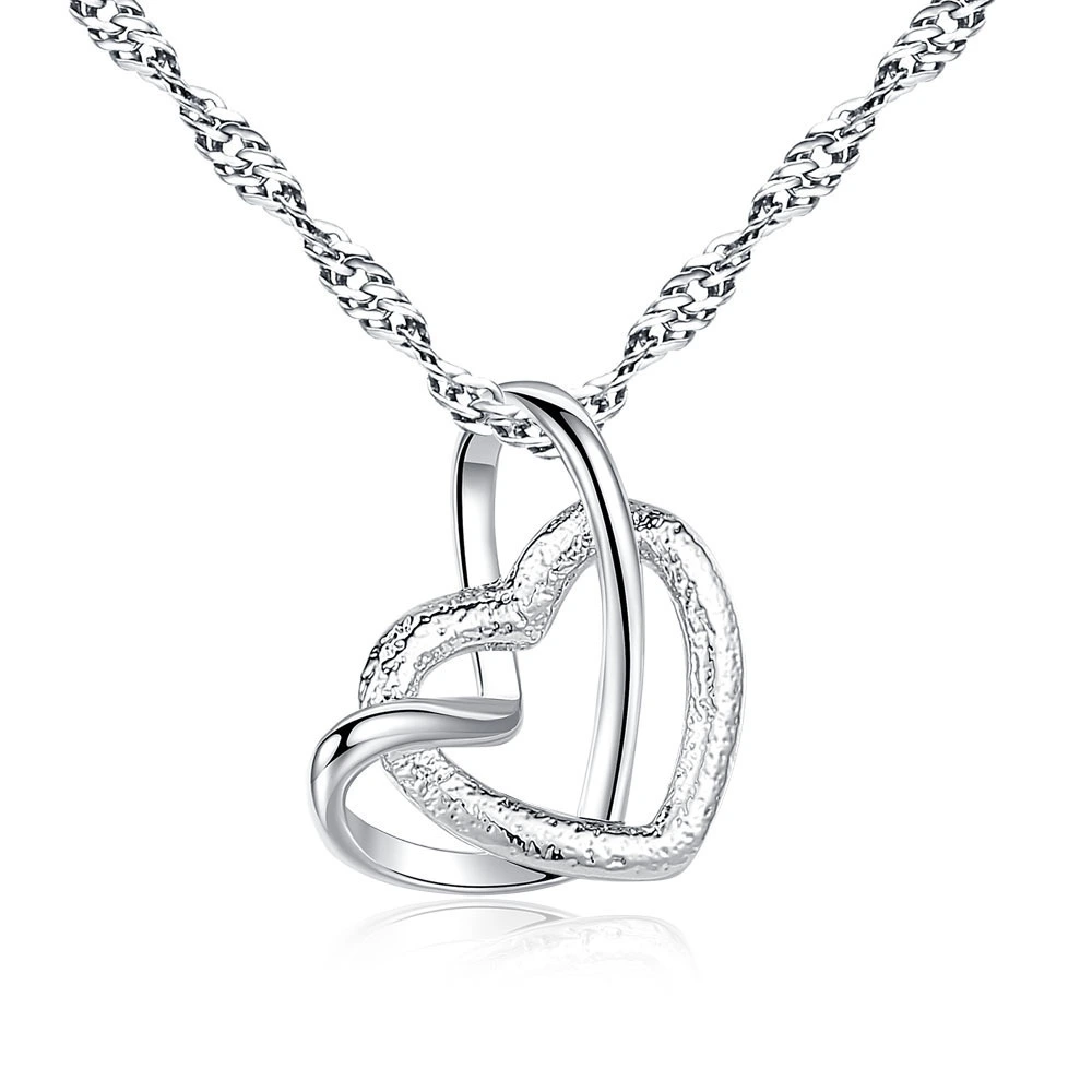 925 Sterling Silver Heart Necklace Elegant Ladies Pendant Heart Pendant Lover Valentine's Day Gift Lover Pendant