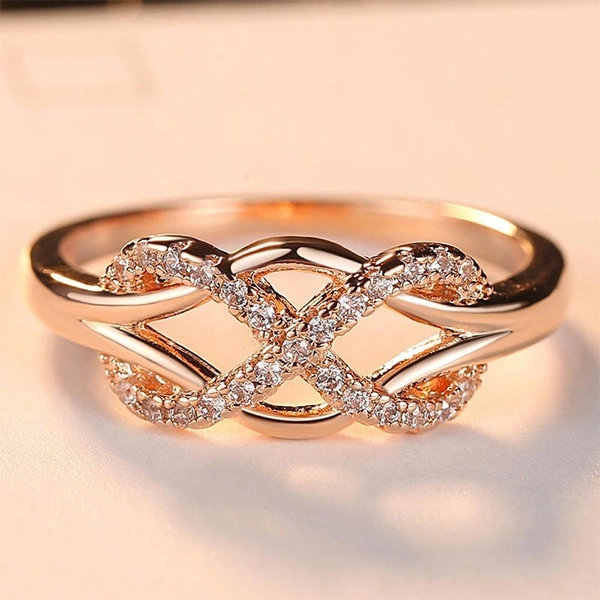 Crystal Infinity Ring Women's Fashion Rose Gold Color Ring Wedding Jewelry