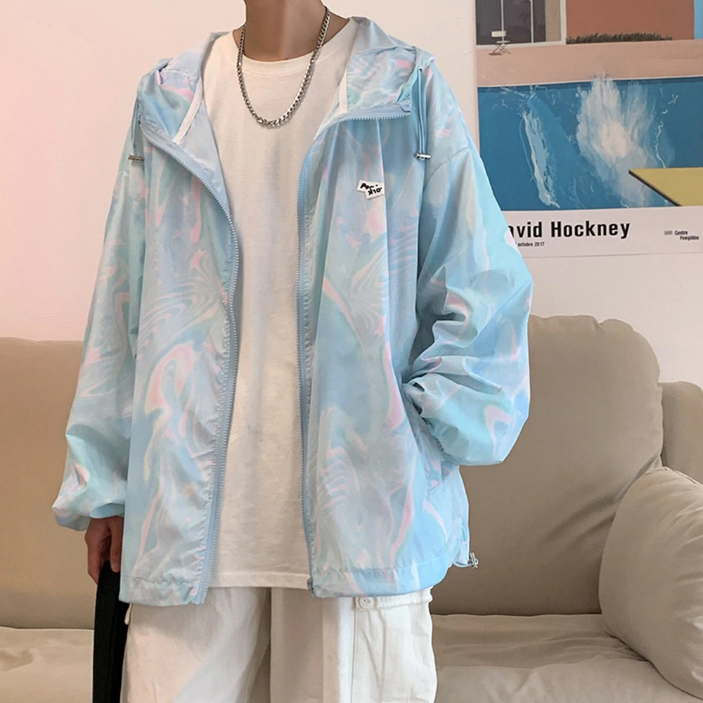 Men's Thin Hooded Jacket Outer Men's Tie-dye Ins Tide Brand Hong Kong Style Top Trend Loose Windbreaker Coat