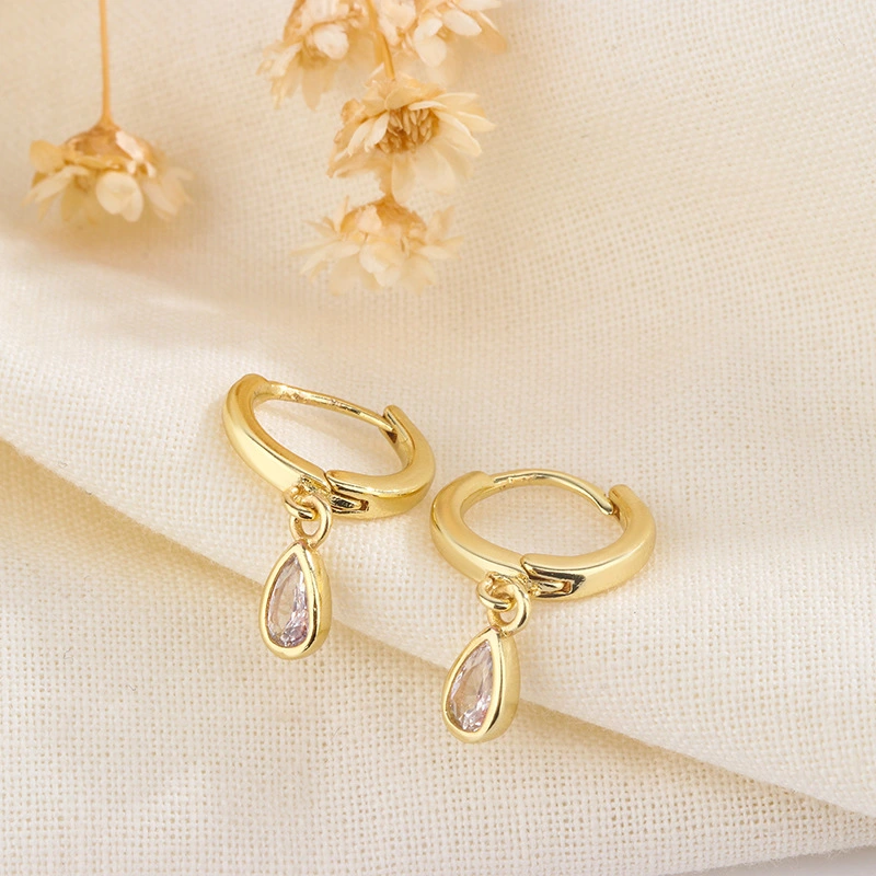 Water Drop Zircon Earrings For Women Light Luxury Minority Ear Clip