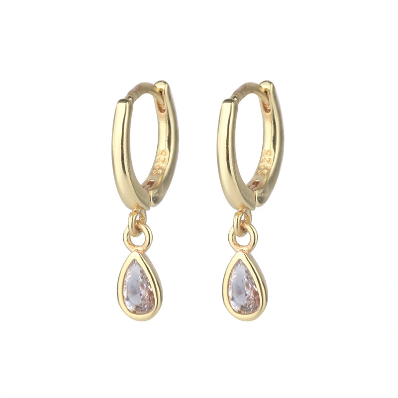 Water Drop Zircon Earrings For Women Light Luxury Minority Ear Clip