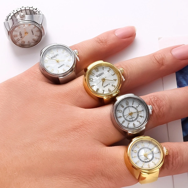 Fashion Creative Watch Round Finger Ring Quartz Watch Women Watches Jewelry Gifts