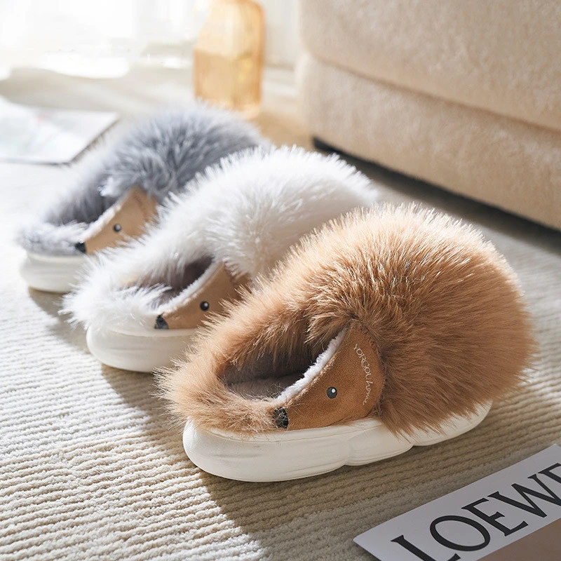 Cute Little Hedgehog Cotton Slippers Female Autumn And Winter Home