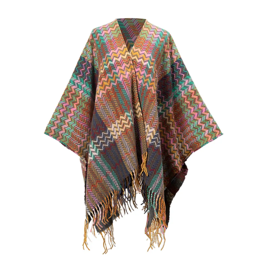 Women Shawl Wraps, Vintage Tasseled Wave Stole Shoulder Cover-up