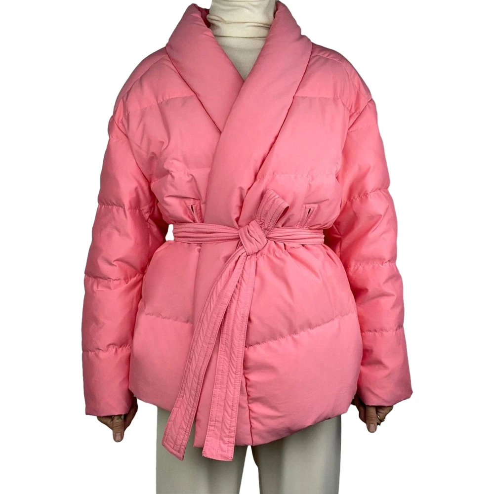 Women Winter Jacket, Long Sleeve Open Front Waist Tie Warm Coat