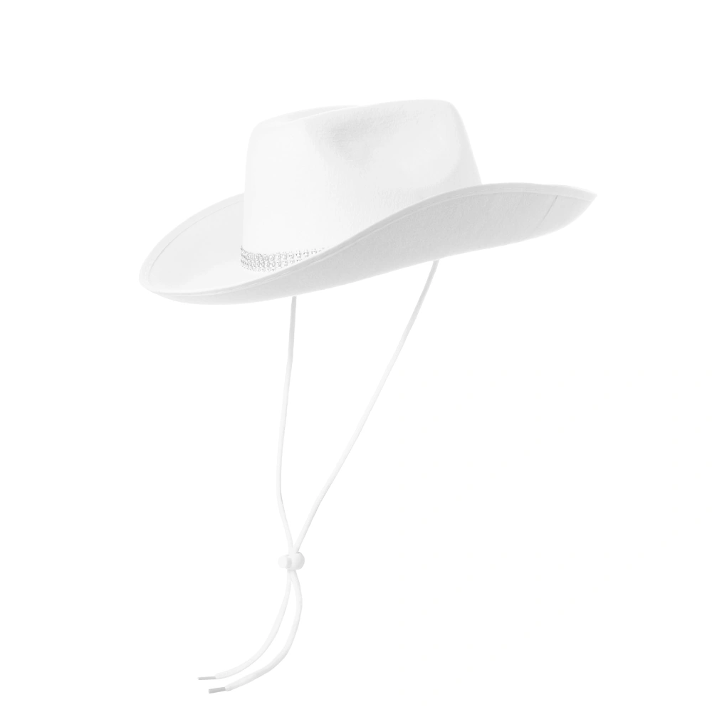 Wide Brim Rhinestone Cowgirl Hat for Women Girls Cowboy Themed Party