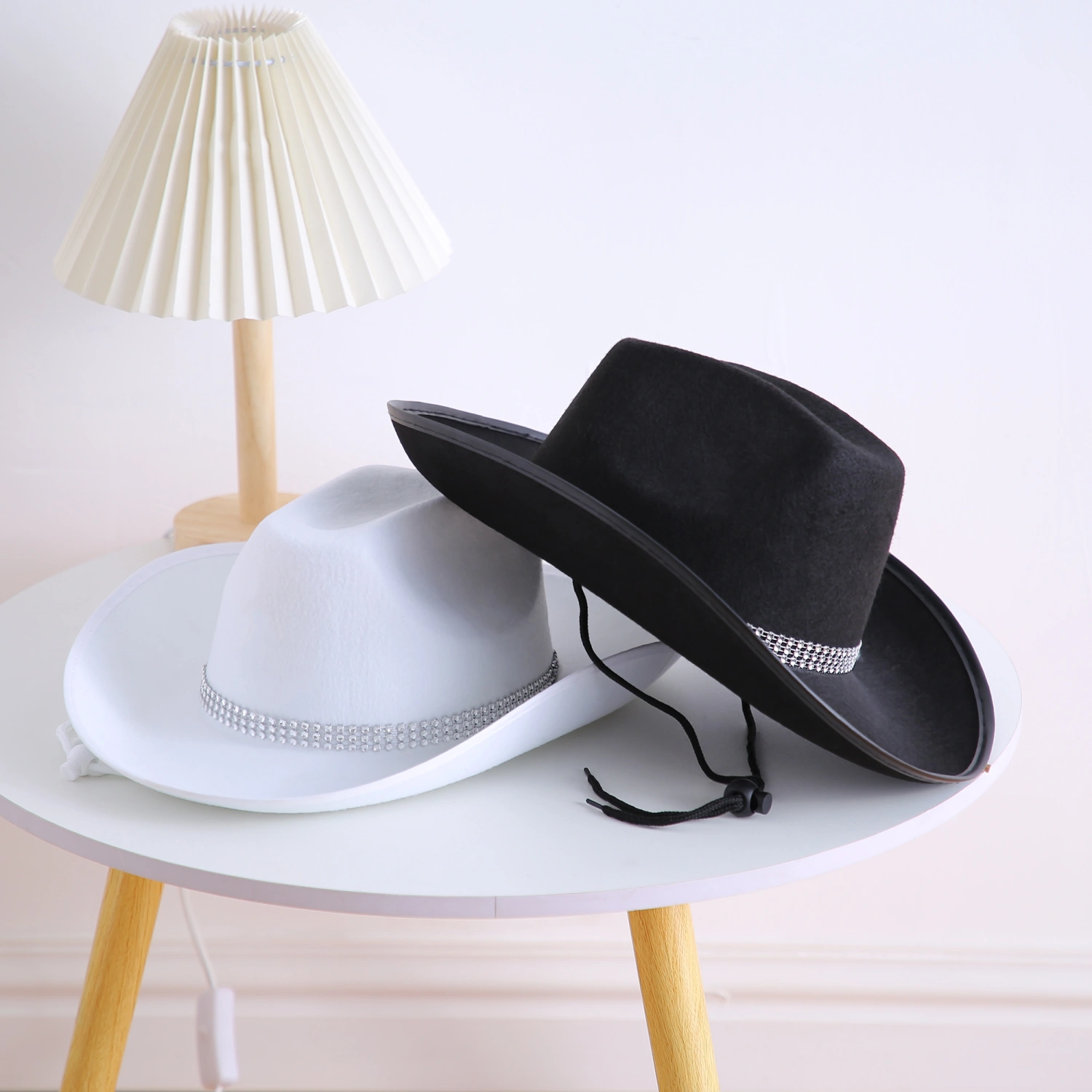 Wide Brim Rhinestone Cowgirl Hat for Women Girls Cowboy Themed Party