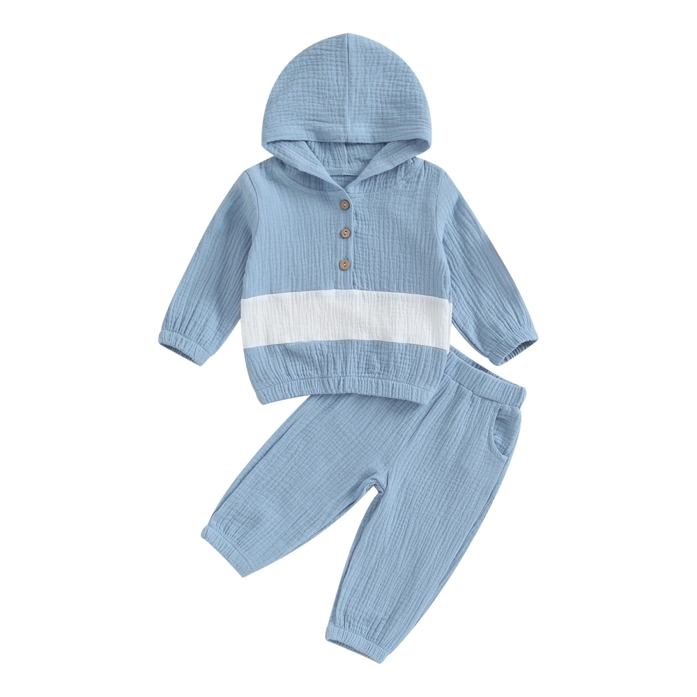 Baby 2 Piece Cute Outfit Contrast Colors Hoodie Sweatshirt and Pants 