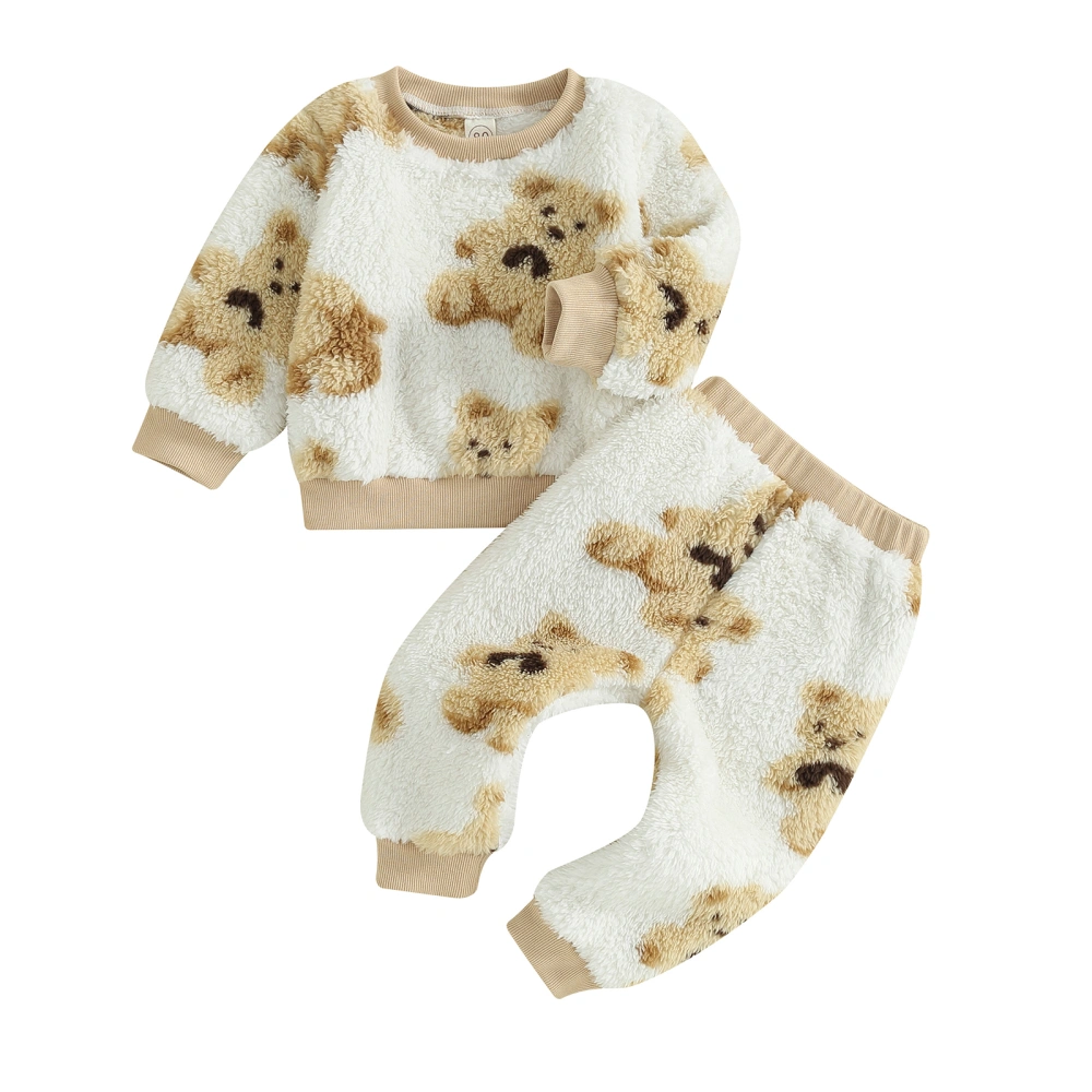 Girls Boys 2-piece Outfit, Bear Long Sleeve Hoodie and Sweatpants