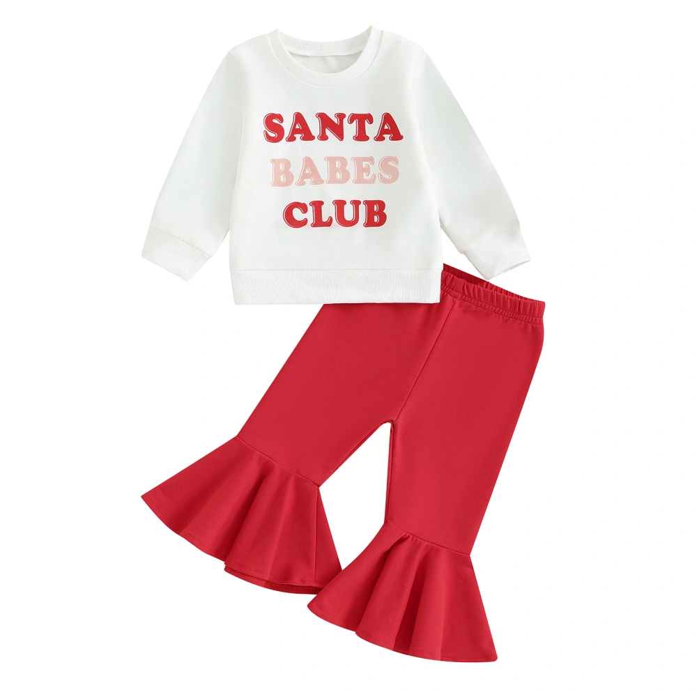 Toddler Girl Outfits Santa Letter Print Crew Neck Sweatshirts Pants