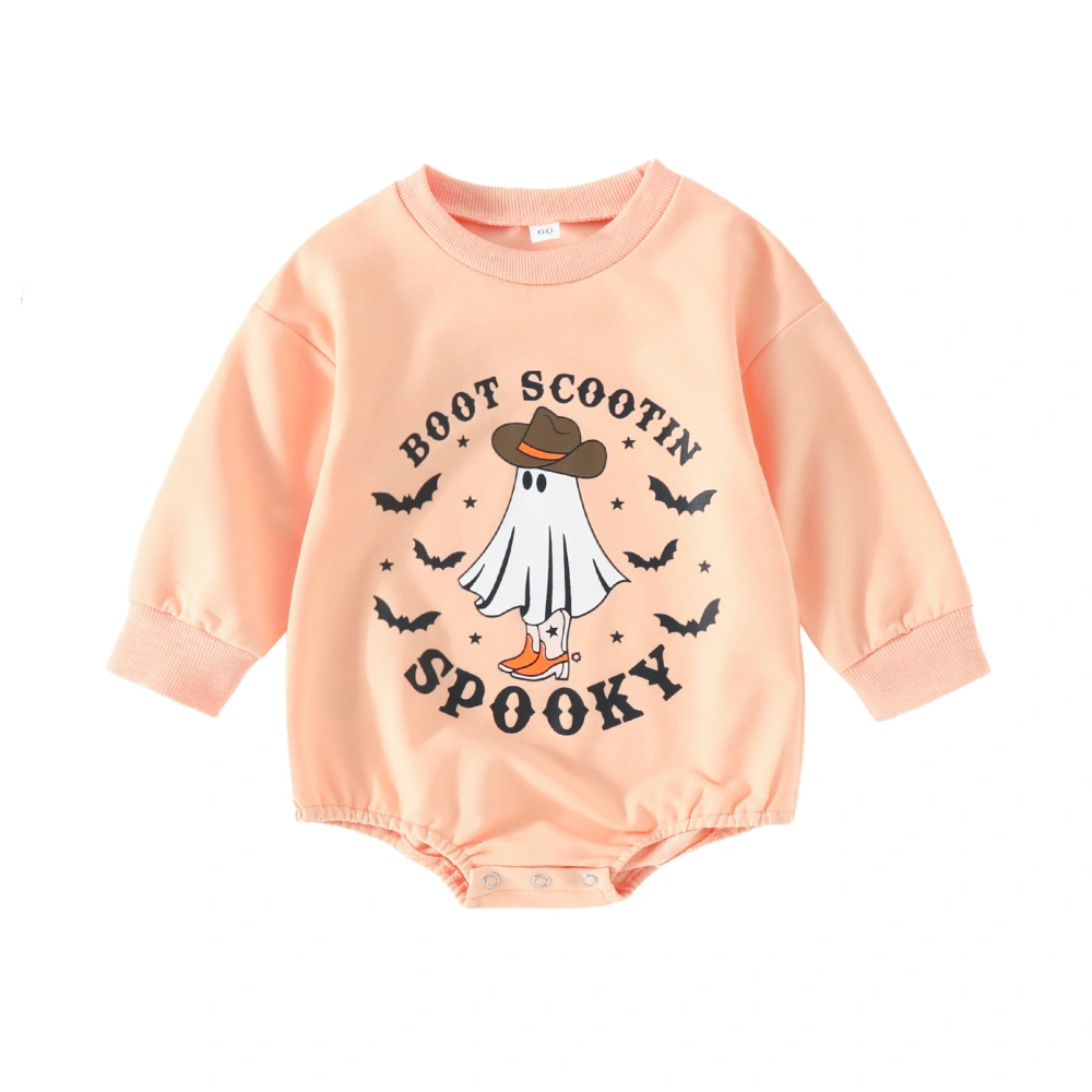 Baby Halloween Sweatshirt Jumpsuit Ghost &Letter Long Sleeve Romper