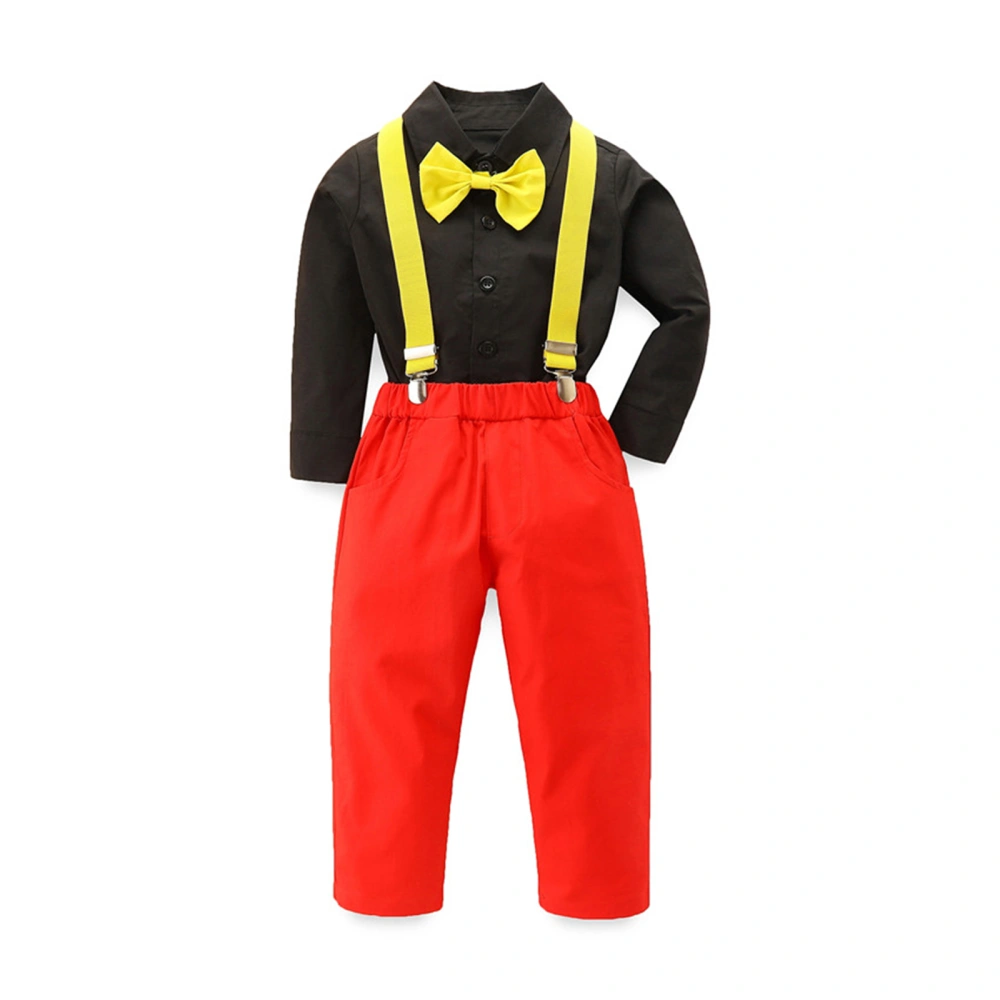 Baby Boys 2Pcs Gentleman Outfits Long Sleeve Shirt + Suspender Pants