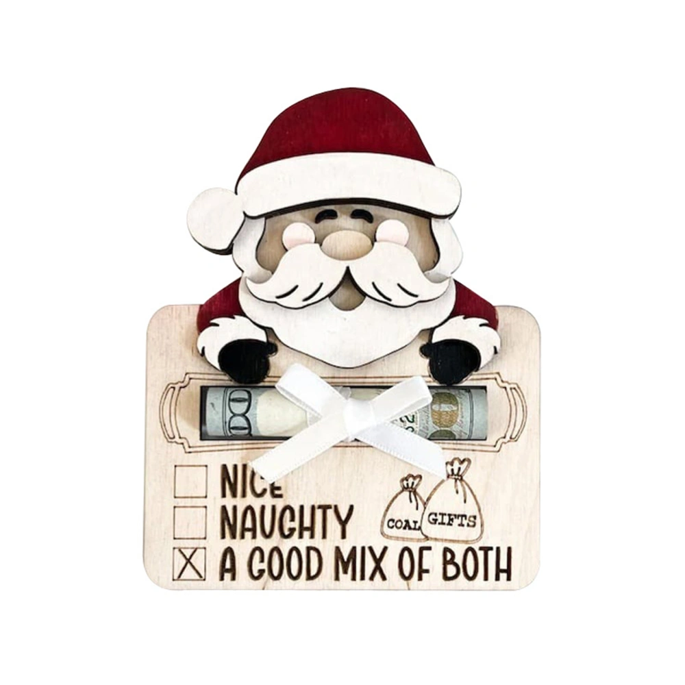 Christmas Money Holder, Wooden Santa Claus Money Clip Home Decor