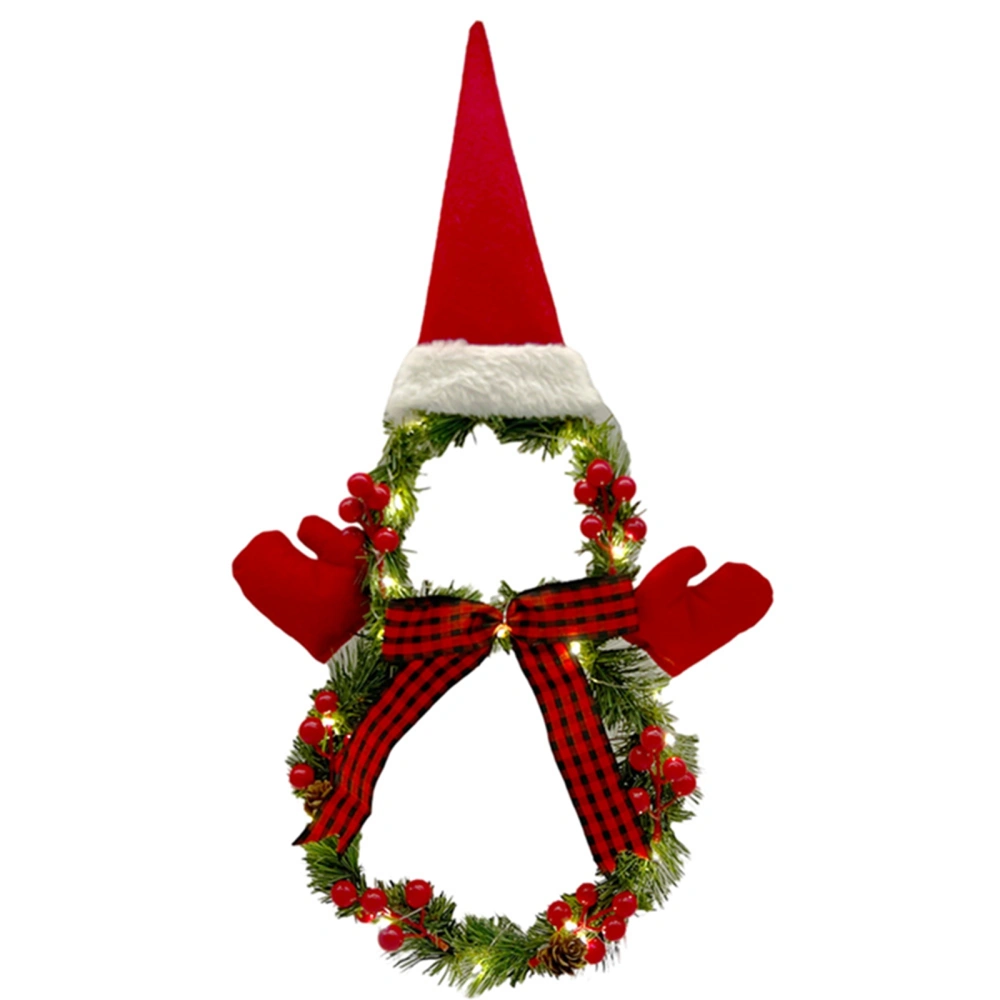 Lighted Christmas Wreath Decor Snowman Wreath with Red Hat and Scarf