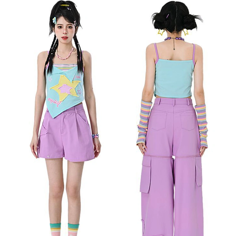 Women Cami Tops Summer Star Pattern Slim Fit Spaghetti Strap Tops