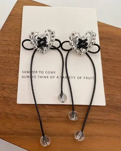 Women Heart Earrings Punk Style Heart Dangle Earrings Ear Studs