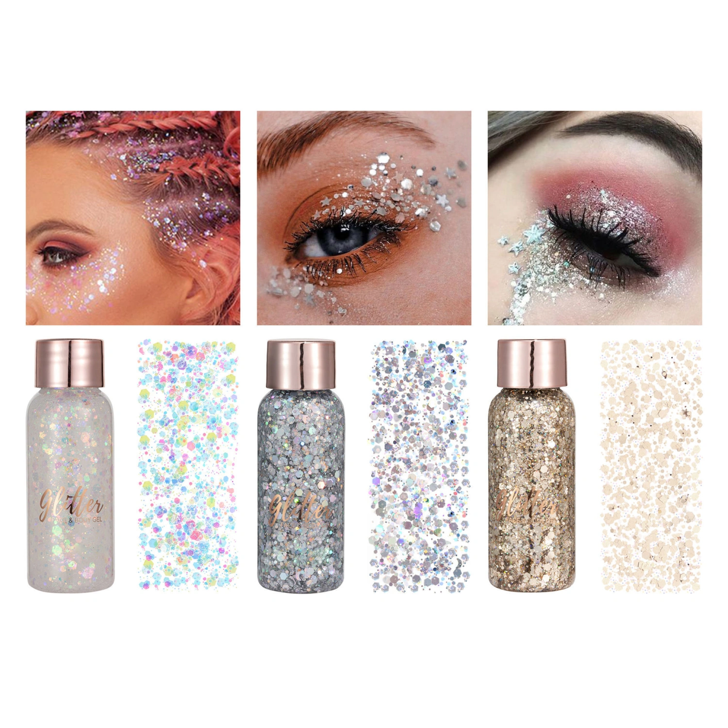 3 Piece Mermaid Face Body Lotion Performance Stage Nightclub Makeup