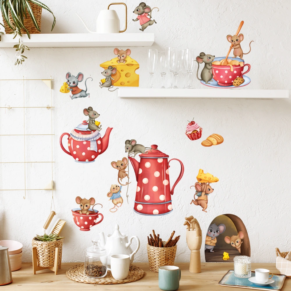 Creative Mouse Dessert Teapot Wall Stickers