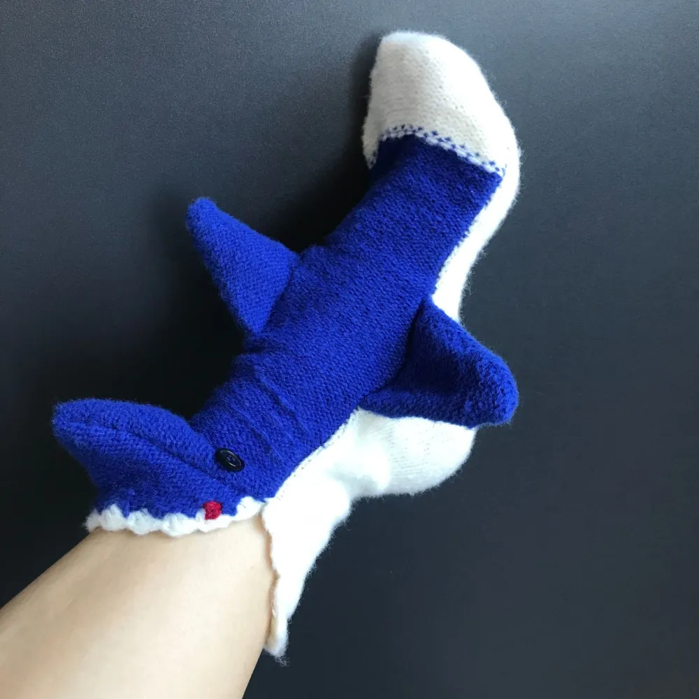 Christmas Knitted Socks Blue Cartoon Room Socks