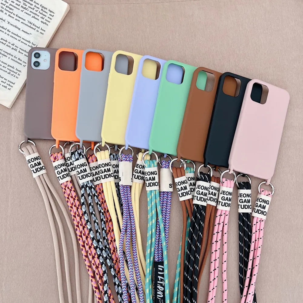 Long Diagonal Lanyard Liquid Silicone Phone Case