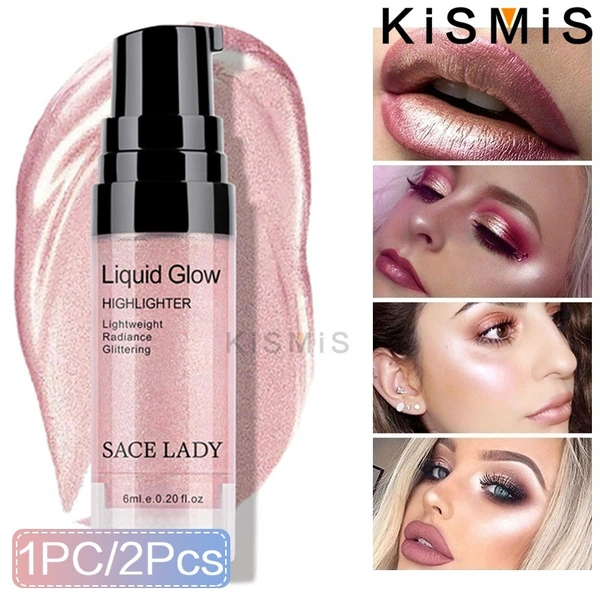 KISMIS 1 Pcs Face Body Waterproof Lightweight Sheer Highlighter Highlighting and Brightening Liquid Foundation Shimmer Facial Bronzer Contour Cosmetic