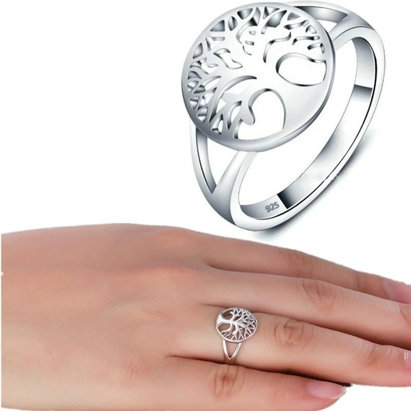 High Quality New Jewelry Sterling Silver Ring Lucky Tree silver plated Ring (1 PC)（US Size：5-9）