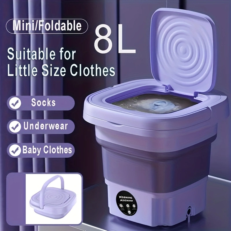 8L Foldable Mini Washing Machine: Fully Automatic Portable & Compact For Baby & Toddler Clothes, Underwear, Panties & Socks!
    